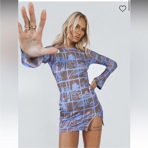Nariko photographic blue motel rocks dress